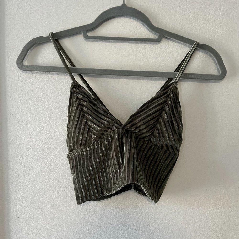 Velvet pole dance TOP in dark green